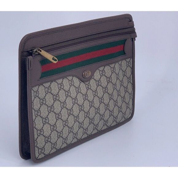 Rare Gucci Ophidia Web Khaki Clutch Bag - Picture 15 of 15
